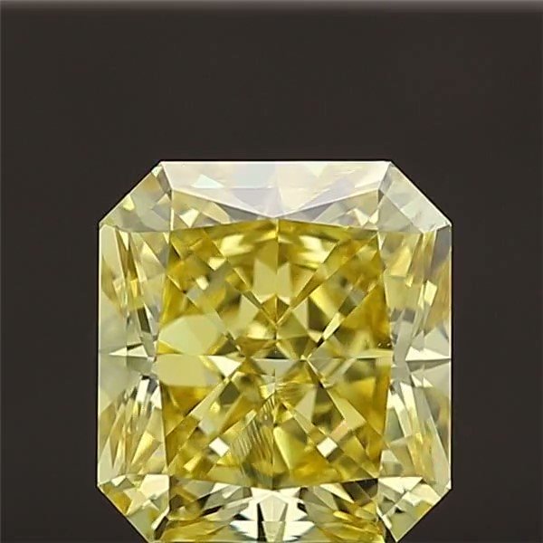 A vivid yellow fancy colour diamond, radiant cut